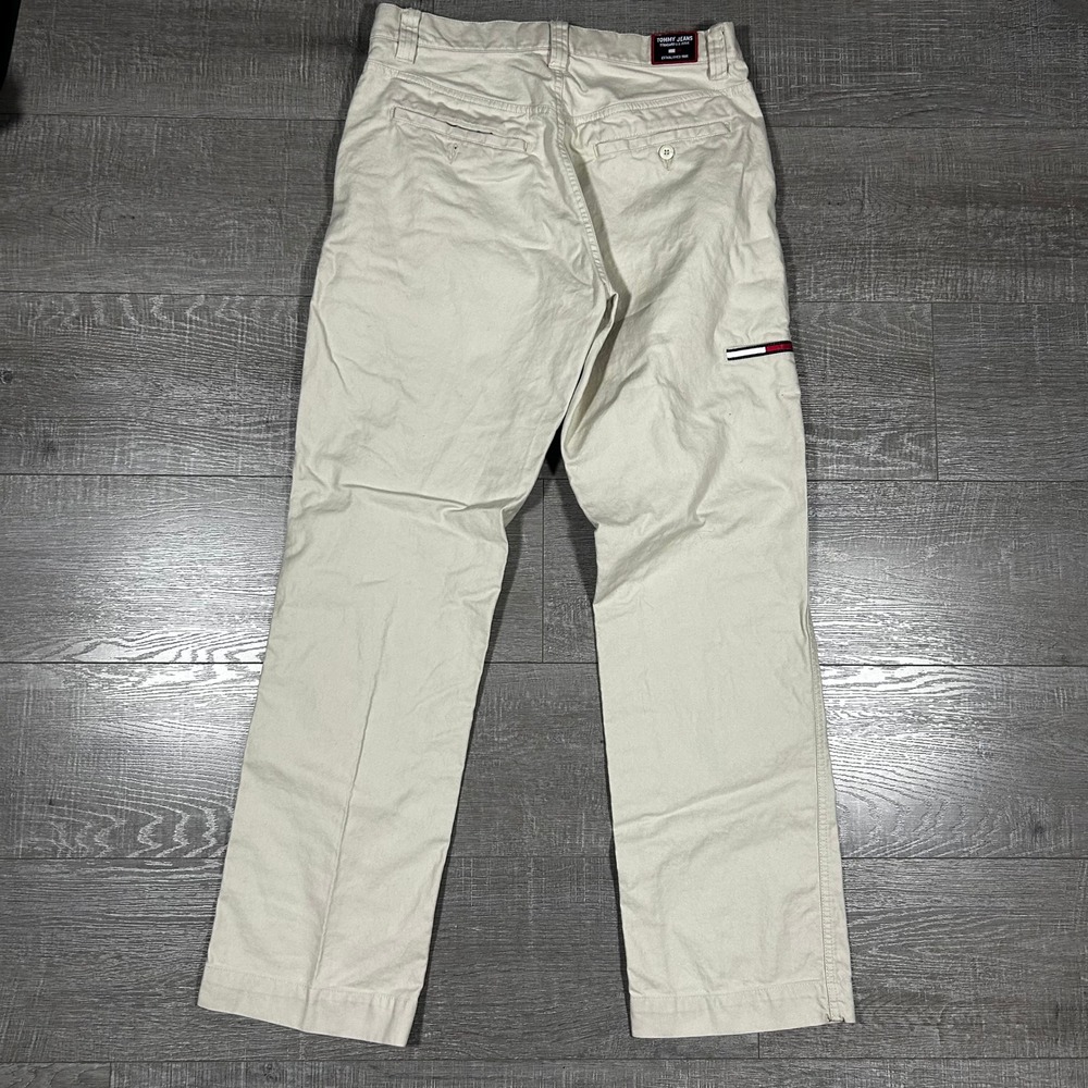 Tommy Jeans Mens 31x32 Khaki Chino Pants Vintage Y2K Straight Leg Tan 0250288 - Picture 2 of 11